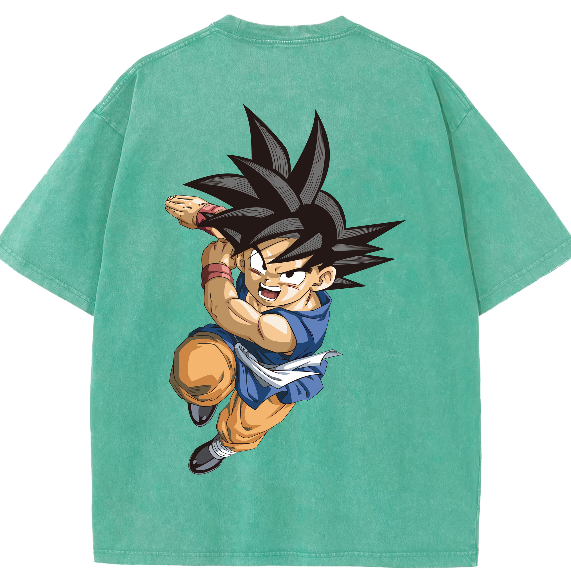 （画像用） ドラゴンボール 孫悟空（そん ごくう）Son Goku カカロット DRAGON BALL Kakarotto 綿100% ヴィンテージ風 半袖Tシャツ（背面プリント）